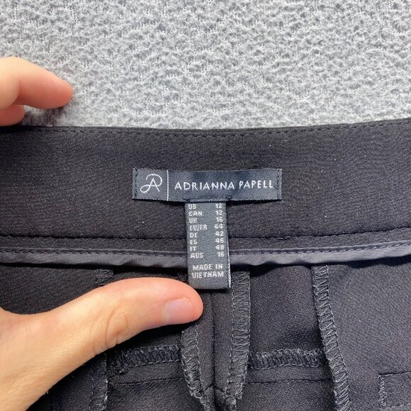 Adrianna Papell Women's Dress pants ‎ size 12 Black Stretch Lightweig Zipper - Picture 3 of 10